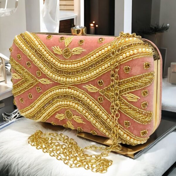 Elegant Handcrafted Velvet Bridal Clutch – New Arrival