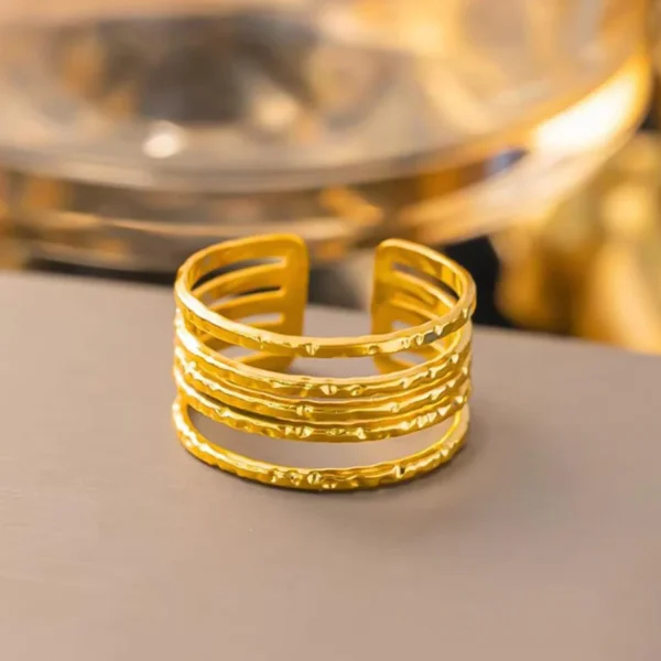 Multi Spiral Anti Tarnish Adjustable Ring