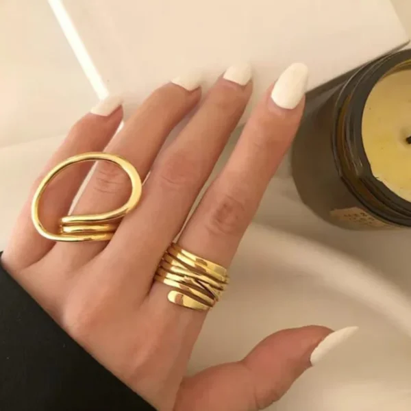 Oval Spiral chic Combo Rings