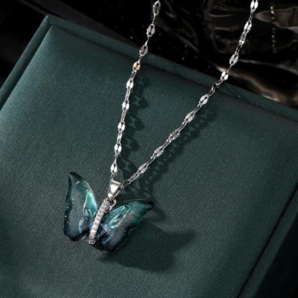 Green Crystal Butterfly Anti Tranish Necklace