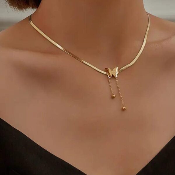 Elegant Butterfly Drop Anti Tarnnish Necklace