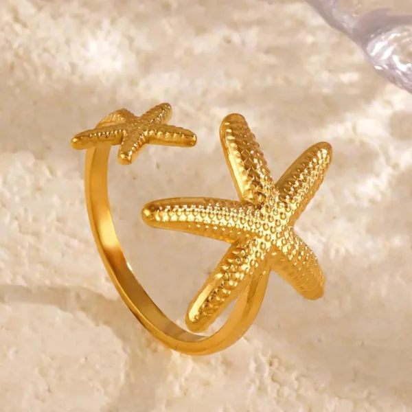 Star Fish Anti Tarnish Adjustable Ring